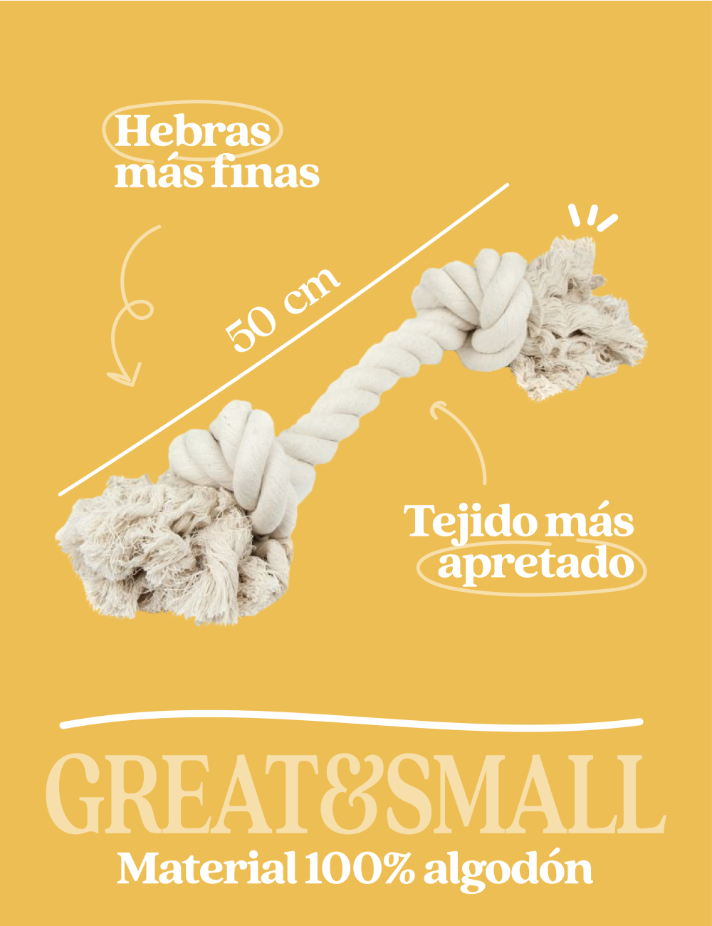 Great&Small Cuerda con forma de hueso con 2 nudos 50cm